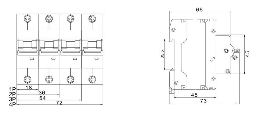 Miniature Circuit Breaker SFB3-100 Series Dimension