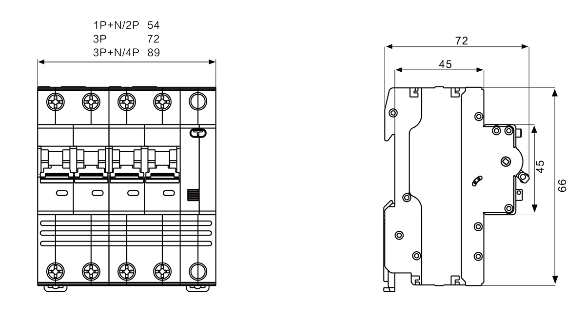 Miniature Circuit Breaker SFB3L-100 Series Dimension