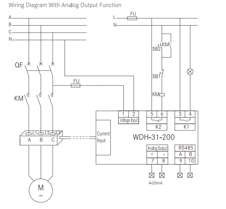 WDH-31-200 Motor Protection Controller Typical Wiring 2