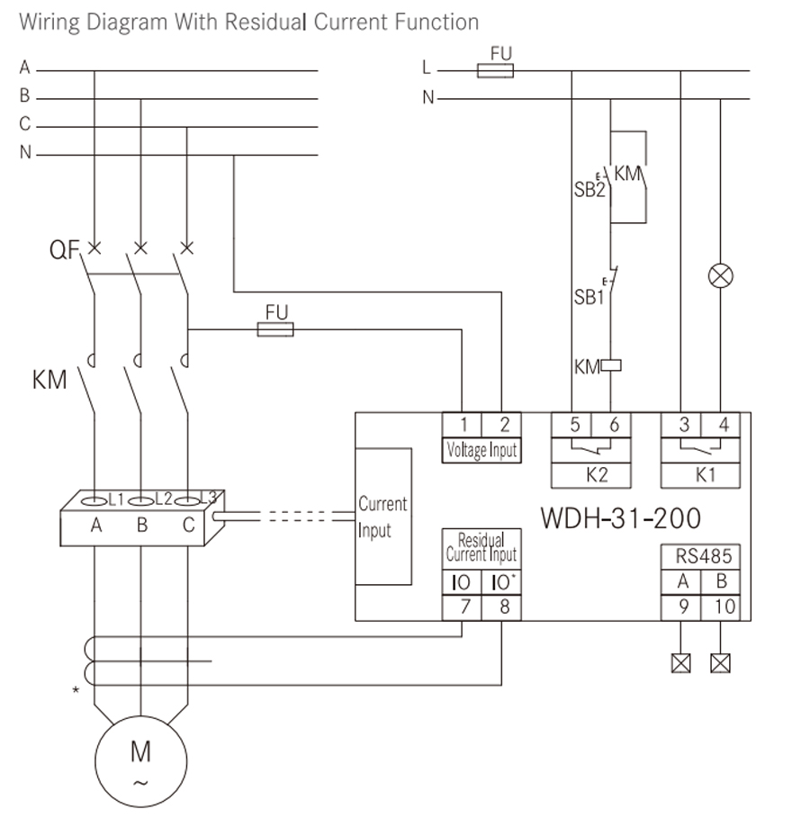 WDH-31-200 Motor Protection Controller Typical Wiring